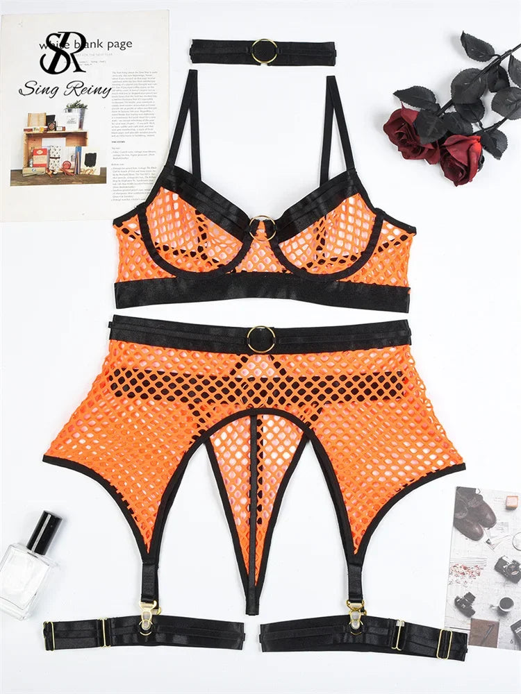 Mesh Porno Lingerie 4 Pieces Suits - Empire P.E