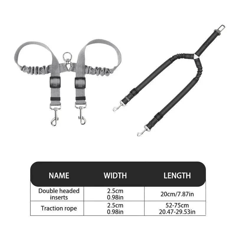 Pet Three-head Leash, Can Walk Two Pets At The Same Time, Nylon Retractable Leash Outdoor Car Dog Cat Leash - Empire P.E