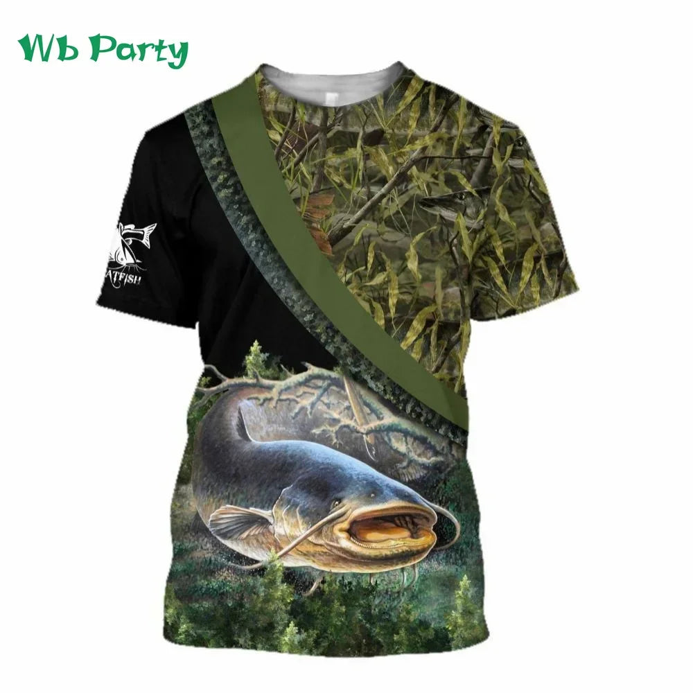 Men Shirts Graphic Tee Fish Print Short Sleeved - Empire P.E