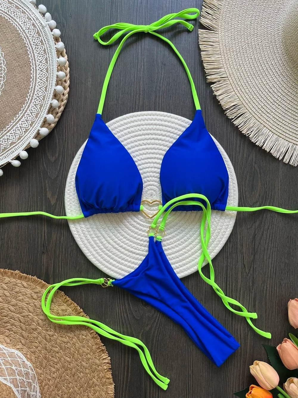 RUOTONSEPT Sexy Halter Solid color Bikini Set Women's Swimsuit Two-piece Triangle Thong Swimwear Bathing Suit Brazilian Biquinis - Empire P.E