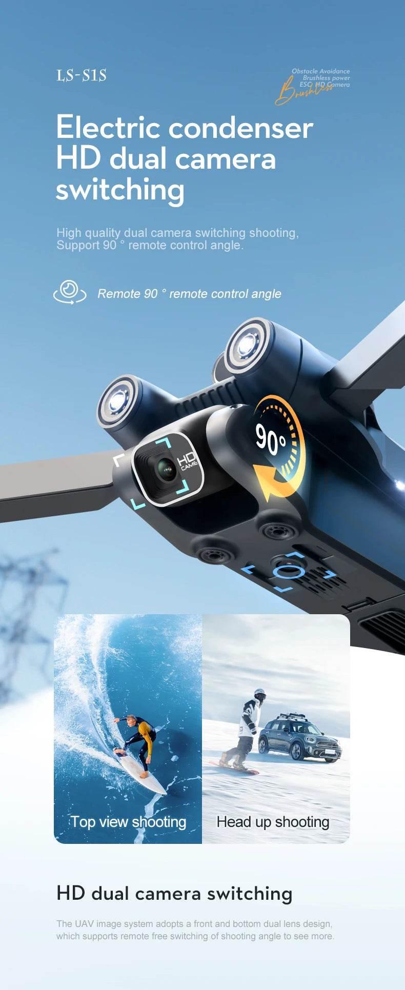 New S1S Mini Drone Caméra 8K Professional Brushless Motor Dron Obstacle Avoidance HD Dual Camera Foldable Quadcopter Toys - Empire P.E