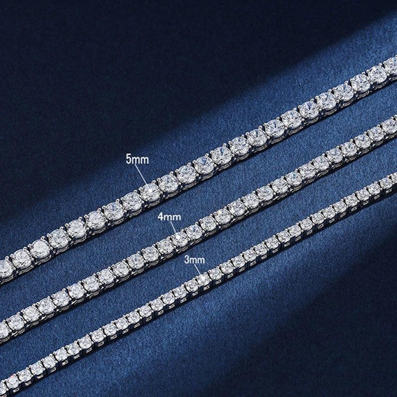 100% S925 Sterling Silver 4mm Moissanite Tennis Chain Necklace - Empire P.E