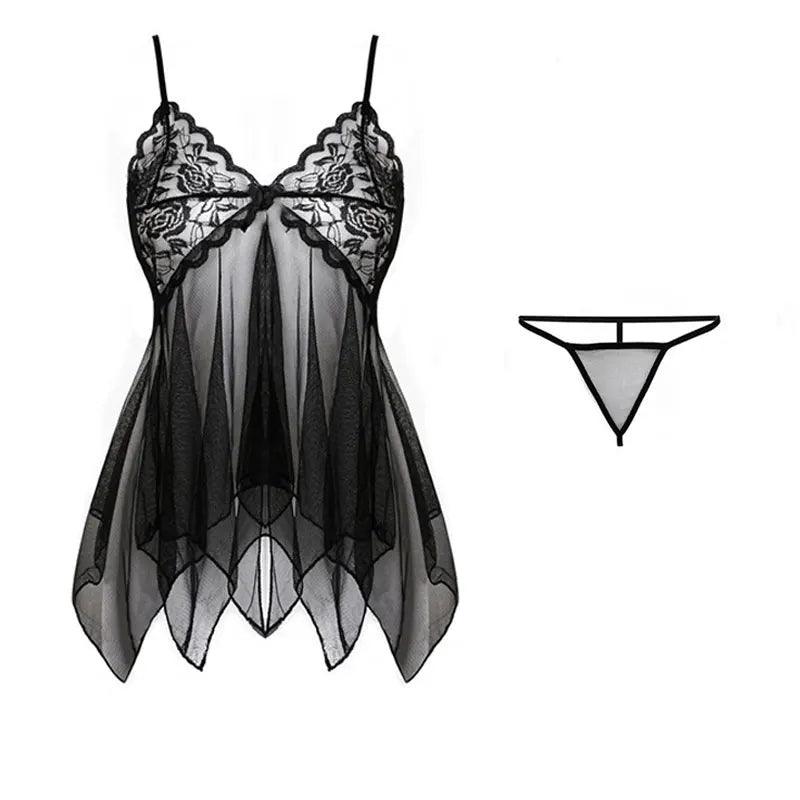 Exquisite Semi-transparent Thong Dress Set - Empire P.E