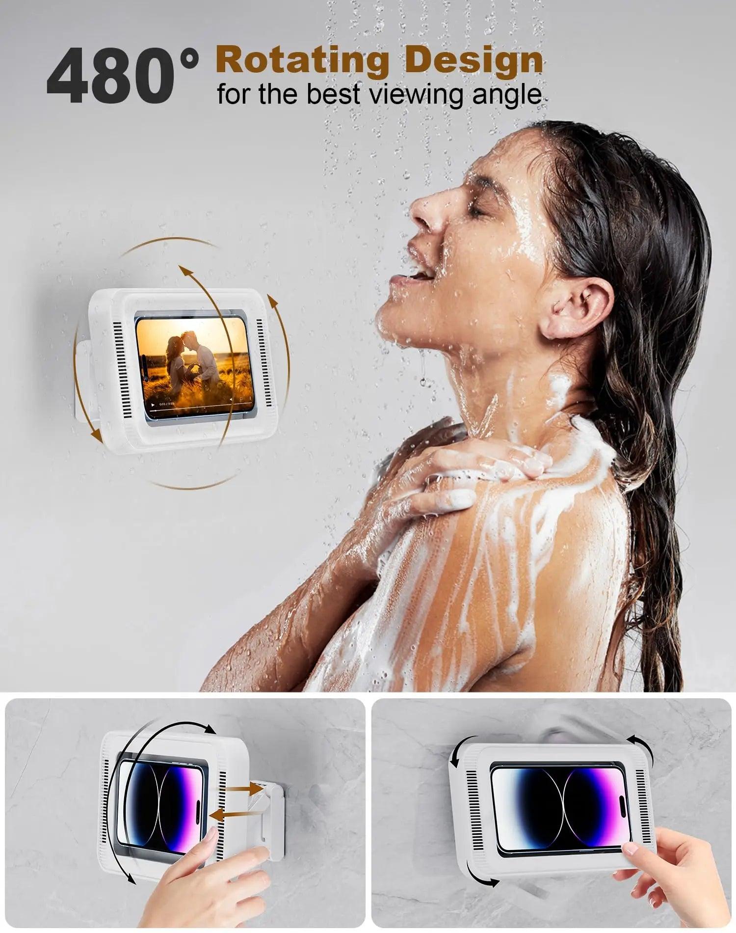 Shower Phone Holder with Speaker Waterproof 480 Rotation, Wall Phone Mount - Empire P.E