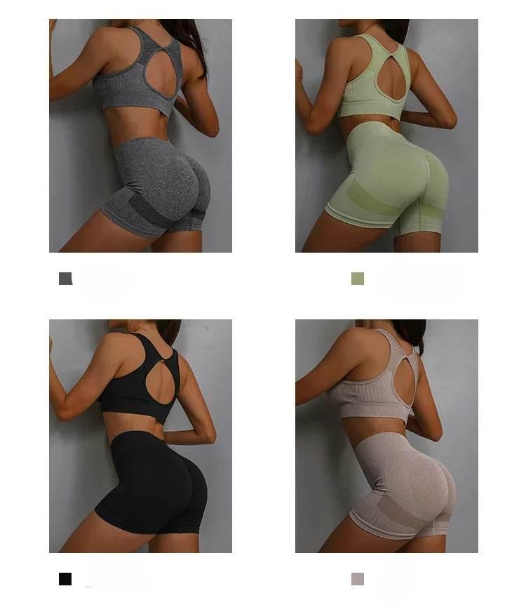 Yoga Suit Yoga Sports Underwear Women's Fitness Suit Vest Running Sports Yoga Shorts Set Yoga Set Workout Set - Empire P.E