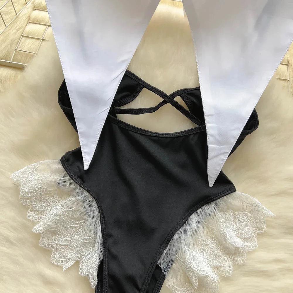 Hollow Out Cosplay Lingerie Lace Backless Jumpsuit - Empire P.E