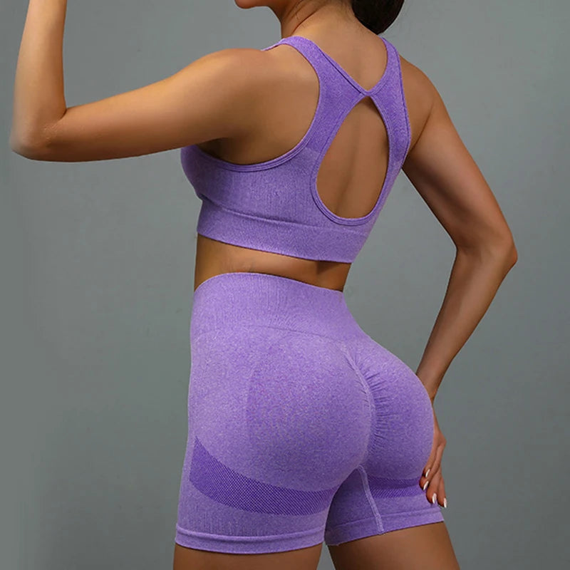 2 Pcs Yoga Set Women Hollow Back