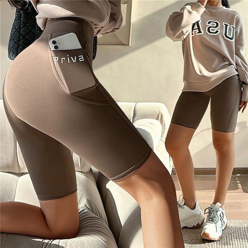 Women Yoga Sports Shorts High Waist Fitness Shorts Casual Streetwear Short Trousers Female Tight Shorts For Ladies Workout Pants - Empire P.E