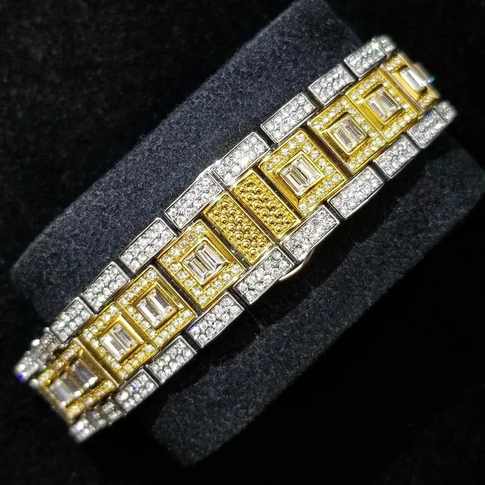 Luxury Shiny Diamond Watch For Men Hip Hop Trendy Iced Out Quartz Watches High Quality Stainless Steel Waterproof Day Date Clock - Empire P.E