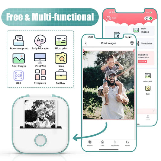 Portable Mini Wireless Thermal Pocket Printer Self-adhesive Stickers - Empire P.E