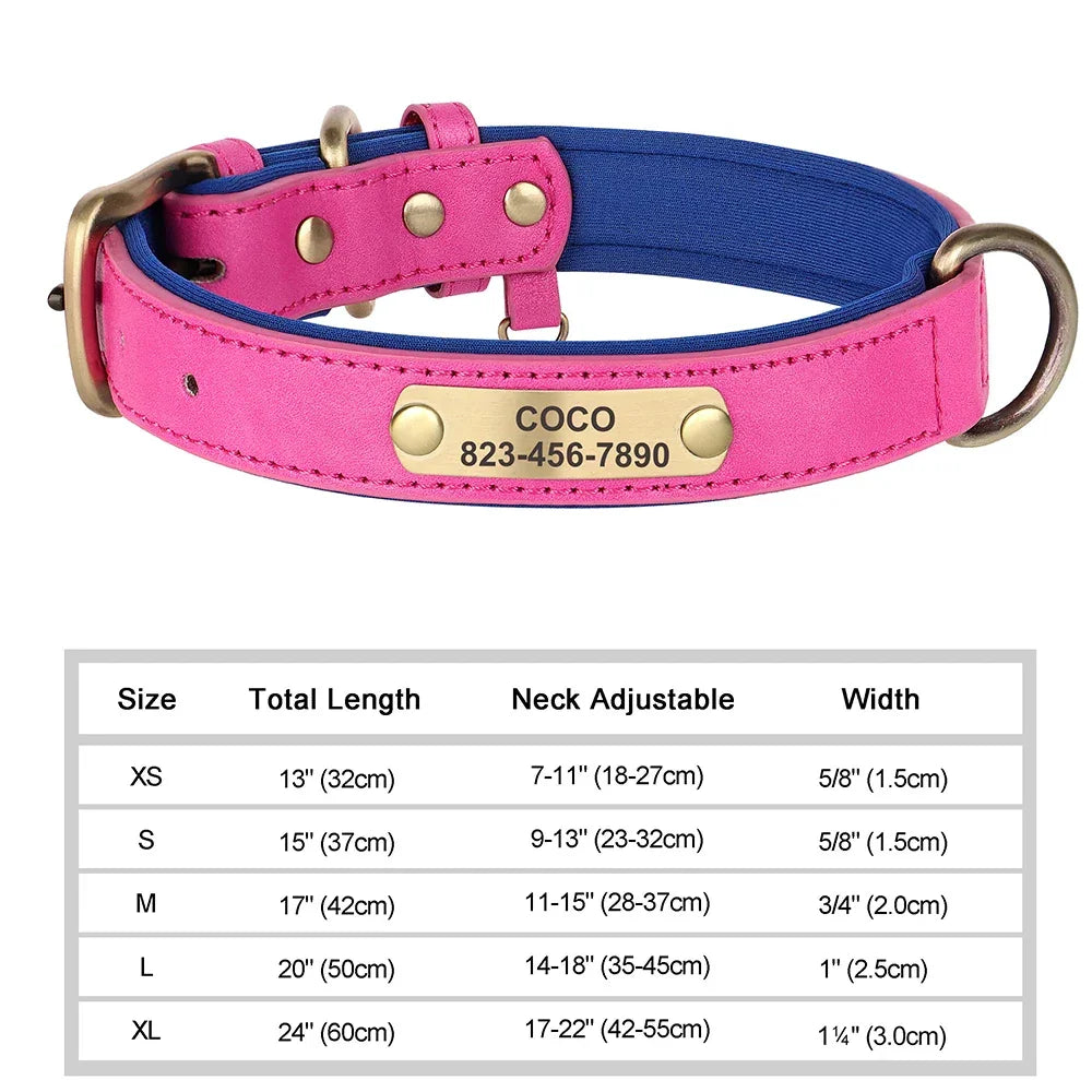 Personalized Dog Collar Custom Engraved PU Leather - Empire P.E