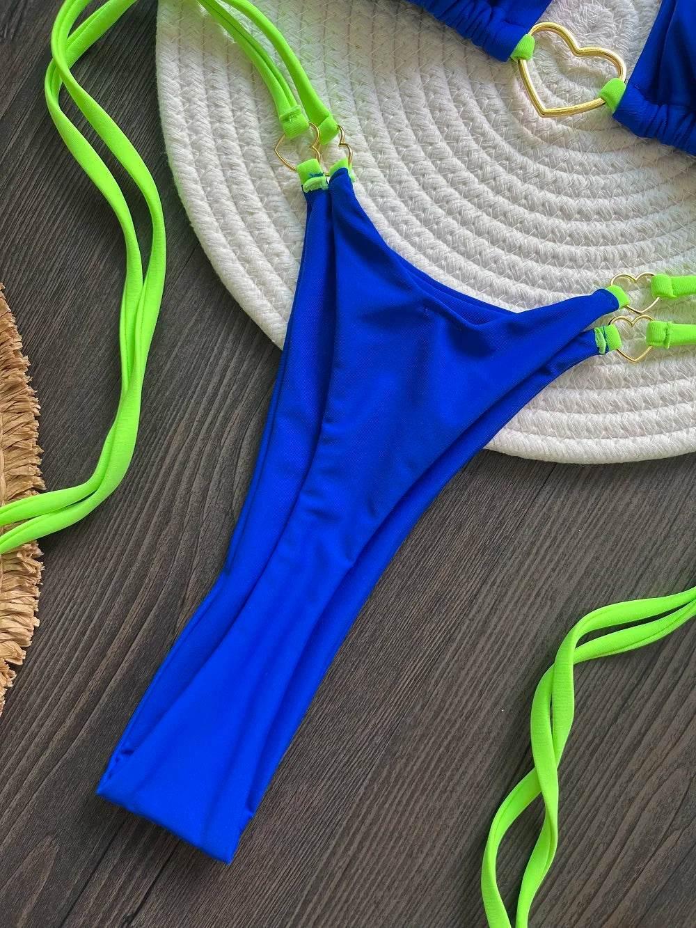 RUOTONSEPT Sexy Halter Solid color Bikini Set Women's Swimsuit Two-piece Triangle Thong Swimwear Bathing Suit Brazilian Biquinis - Empire P.E
