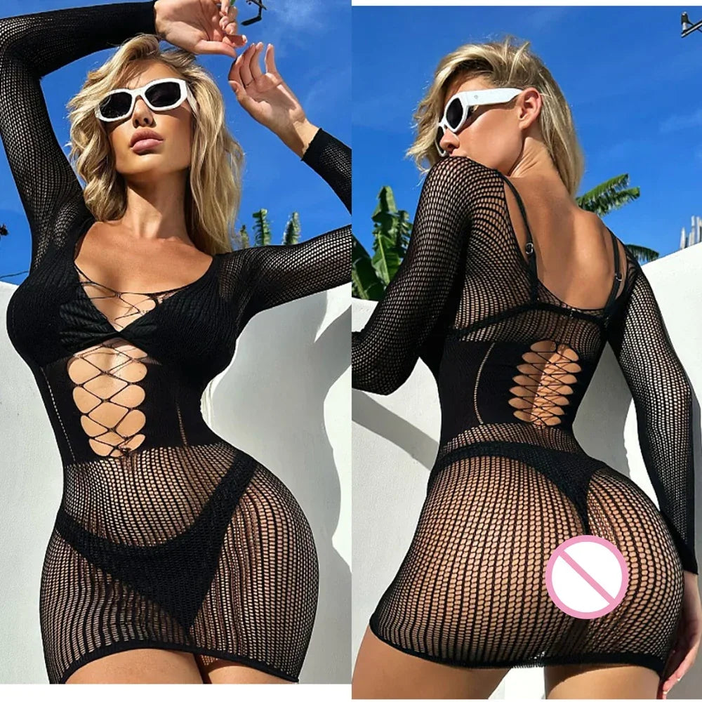 Sexy Women Fishnet Bodycon Mini Dress Mesh - Empire P.E