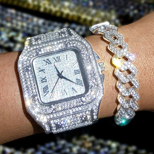 Luxury Moissanite Iced Out Watches Hip Hop Bust Down Diamond Watch - Empire P.E