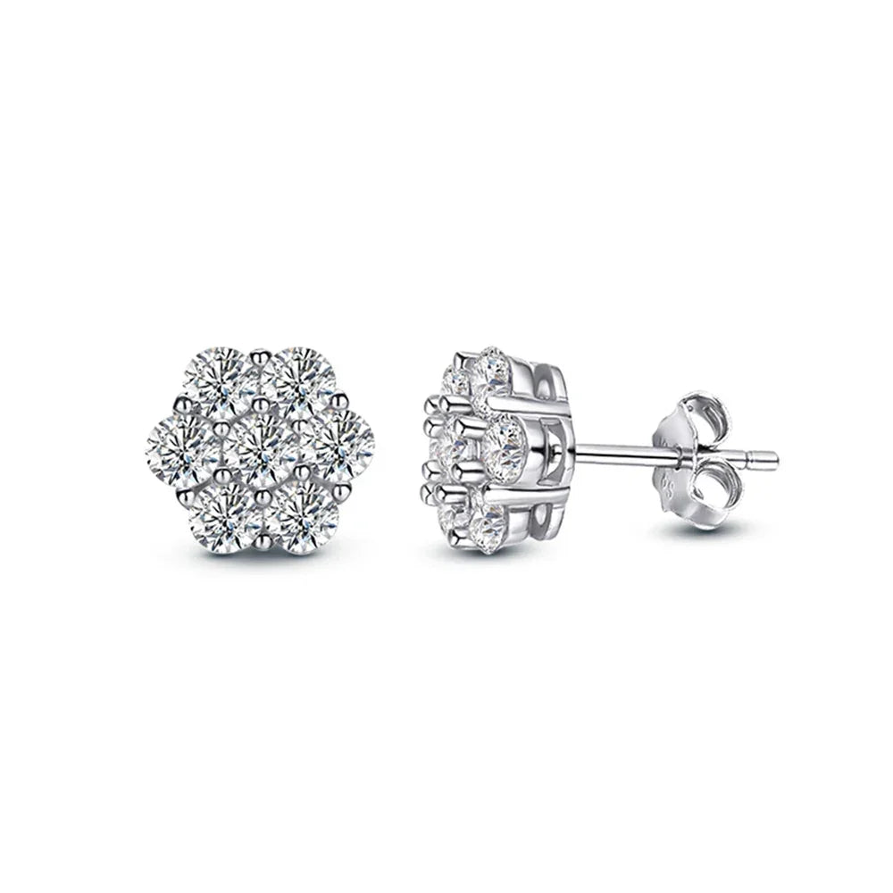 Real D Color Flower Full Moissanite Jewelry Sets - Empire P.E