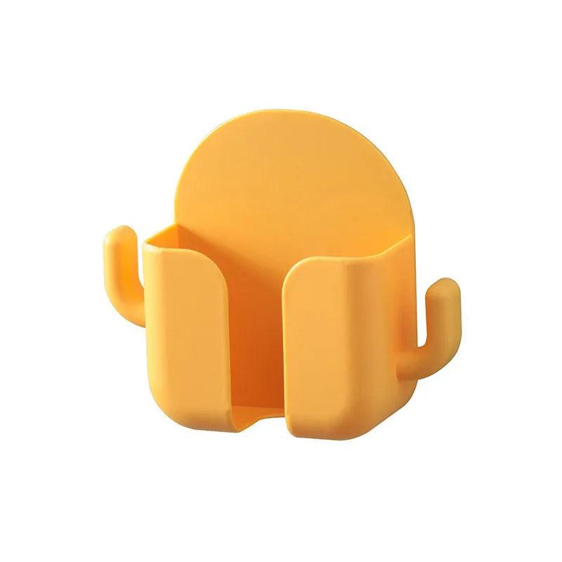 1pc Adhesive Wall Mount Phone Holder With Hooks, Storage Box ForMobile Phone Remote Control, Storage Box For Bedroom, Kitchen,Ba - Empire P.E
