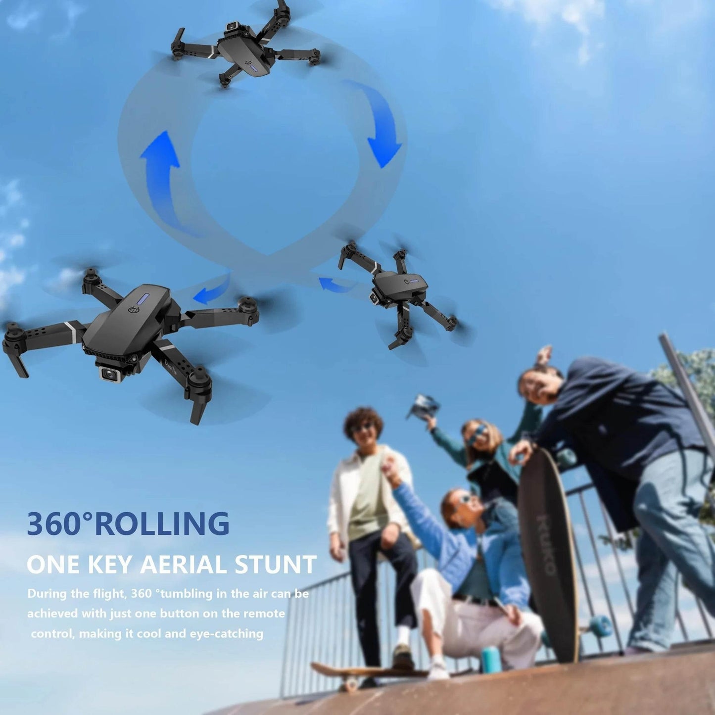 E88 Drone with Dual 4K HD Cameras, Wi-Fi, USB Charging, 1181.1inch Max Altitude, 3m/s Speed, One-Click Return, No GPS,4k drone - Empire P.E