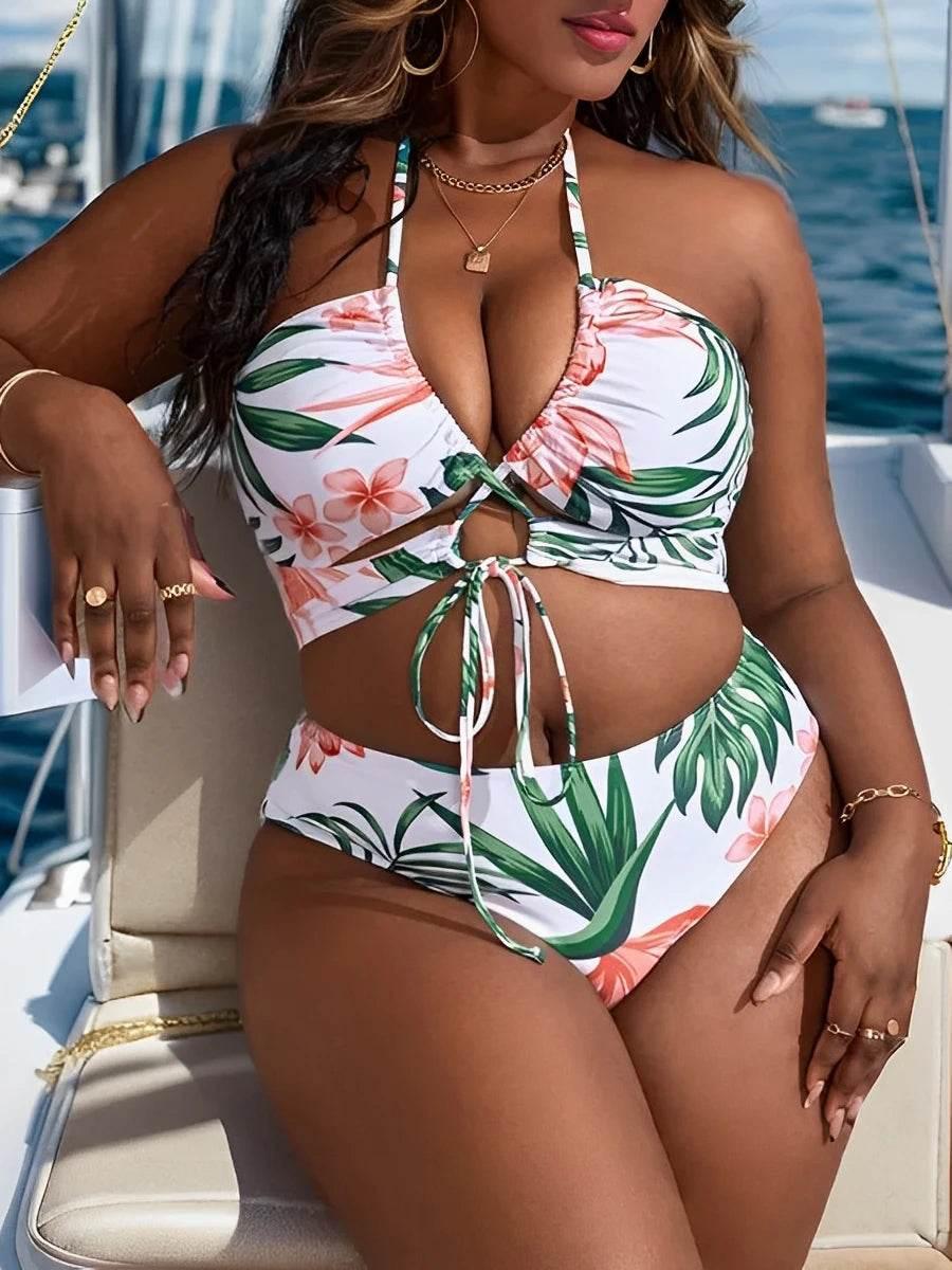 2024 Large Plus Size Bikini Long Skirt 3 Piece High Waist Swimsuit XL-4XL - Empire P.E