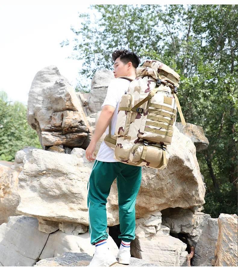 80L Waterproof Molle Camo Tactical Backpack Military Army Hiking Camping Backpack Travel Rucksack Outdoor Sports Climbing Bag - Empire P.E