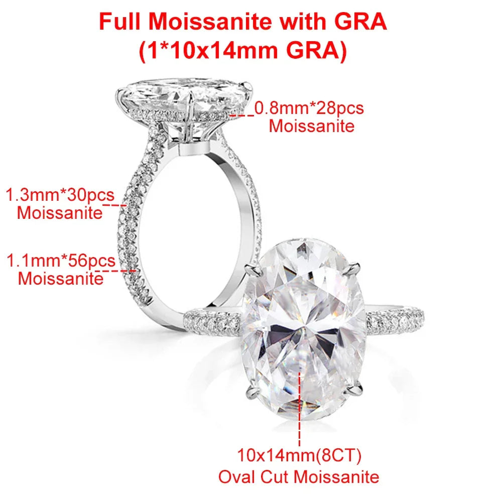 8Carat Oval Cut Moissanite Half Eternity Ring for Women 925 Sterling Silver - Empire P.E