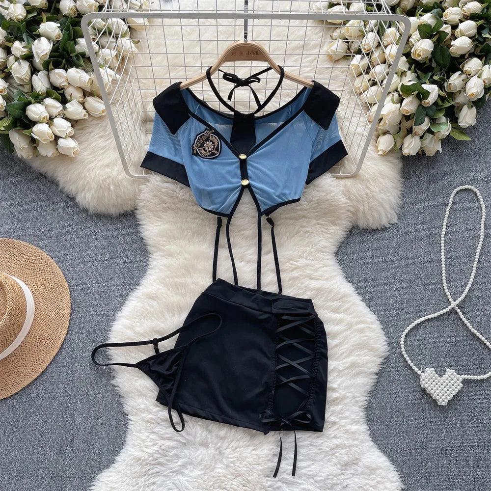 Hollow Out Cosplay Lingerie Lace Backless Jumpsuit - Empire P.E
