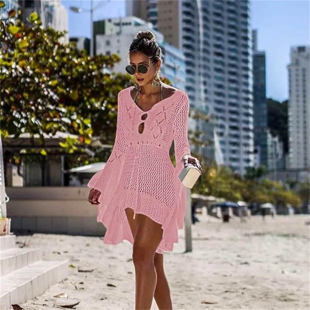 2025 New Beach Cover Up Bikini Crochet Knitted Tassel Tie Beachwear - Empire P.E