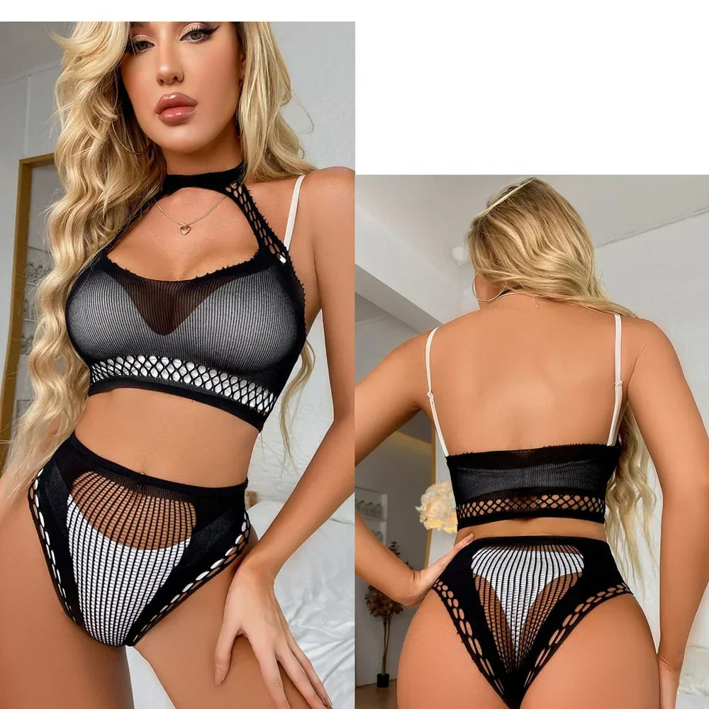 Sexy Bodysuit Woman Fishnet Crotchless - Empire P.E