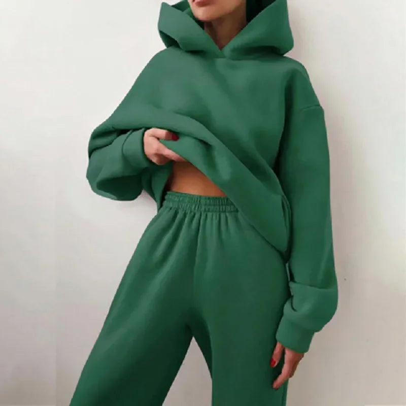 2023 Trend Casual Fashion Thickened Long-sleeved Sweater Pants Two-piece Suit