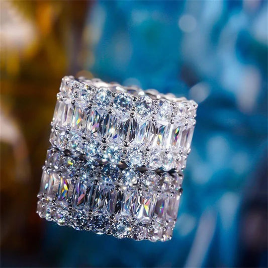 Luxury Pink White Zircon Wheel Rings