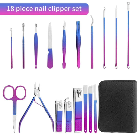 Manicure Set, Stainless Steel Gradient Professional Pedicure Kit - Empire P.E