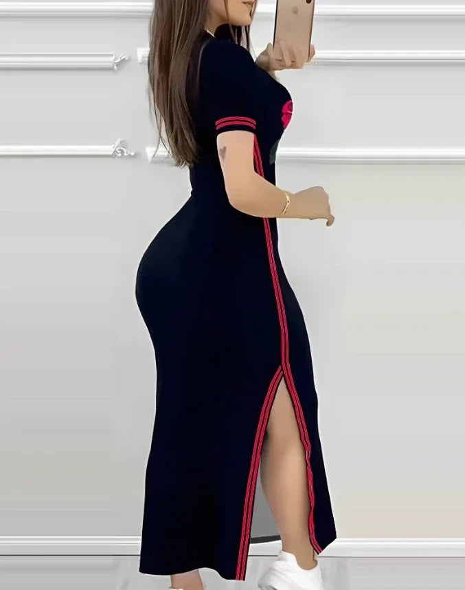 Womens Dresses 2024 Summer Fashion Striped Rose Print - Empire P.E