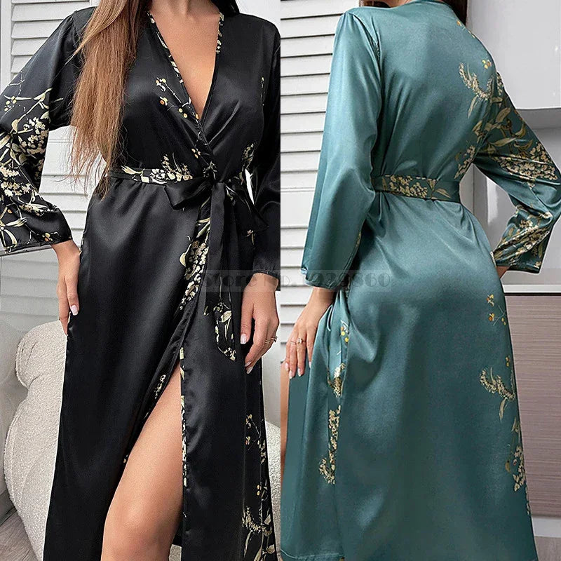 Sexy Loose Satin Print Nightgown - Empire P.E