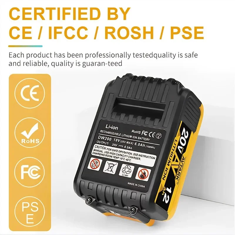 Replacement 20V Battery 12AH Rechargeable Lithium-ion Battery for DEWALT 20V Flexvolt DCB200 DCB201 DCB206 - Empire P.E