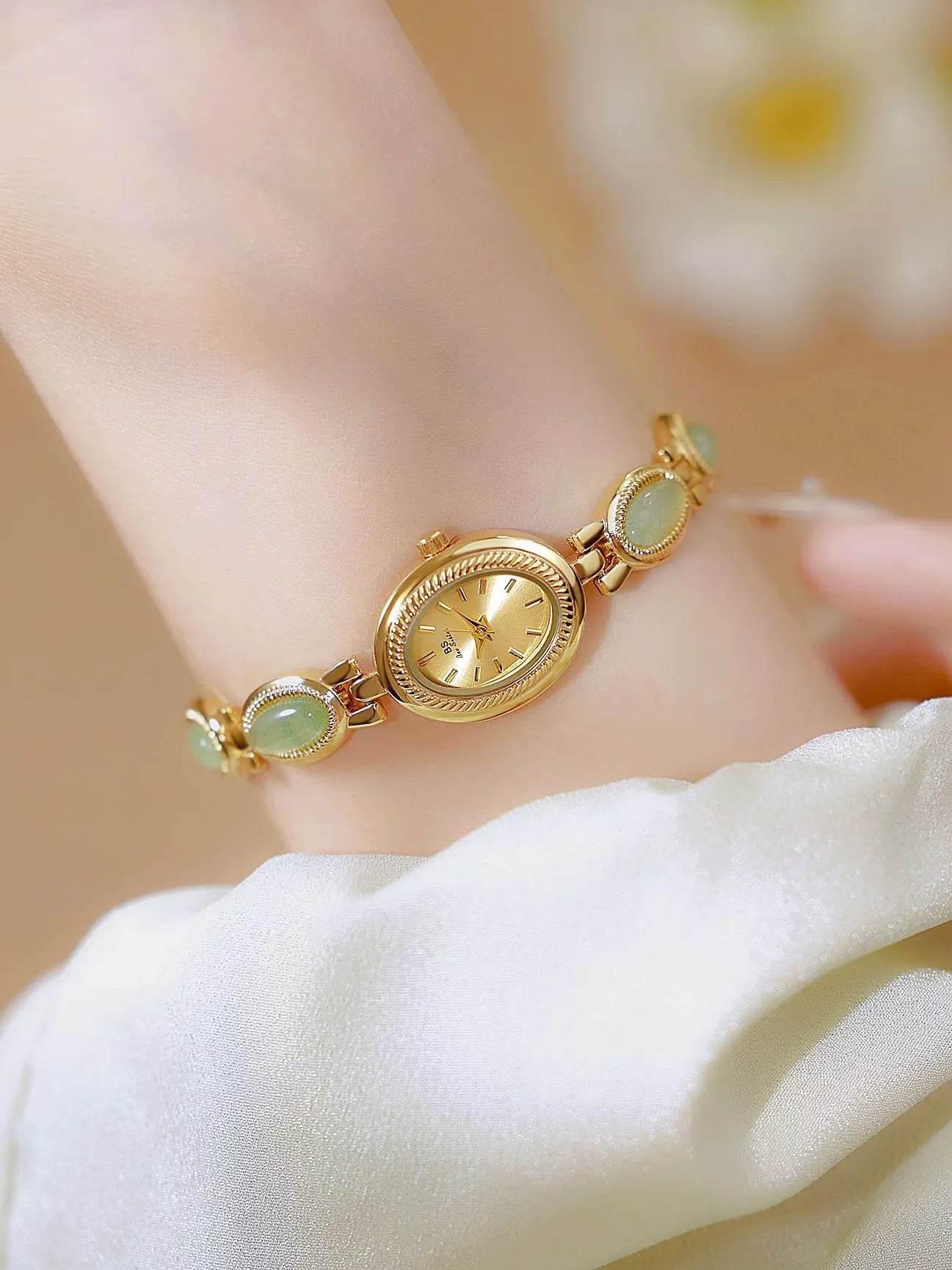 UTHAI Women's Watch Ladies Bracelet Luxury Brand Waterproof Retro Natural Dongling Stone Hotan Jade Advanced Chain Watches Gift - Empire P.E