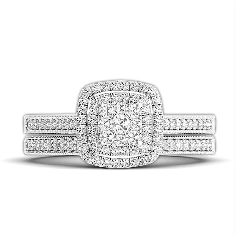 2pcs Moissanite & Zirconia Ring Set For Woman - Empire P.E