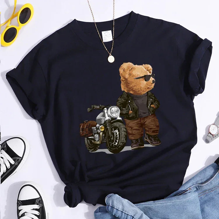 Motorcycle Teddy Bear Wearing Sunglasses Tshirt - Empire P.E