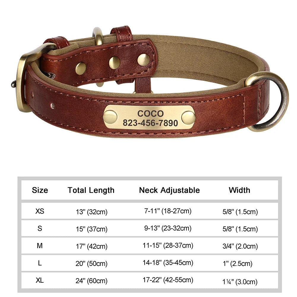 Personalized Dog Collar Custom Engraved PU Leather - Empire P.E