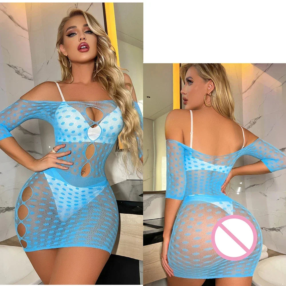 Sexy Women Fishnet Bodycon Mini Dress Mesh - Empire P.E