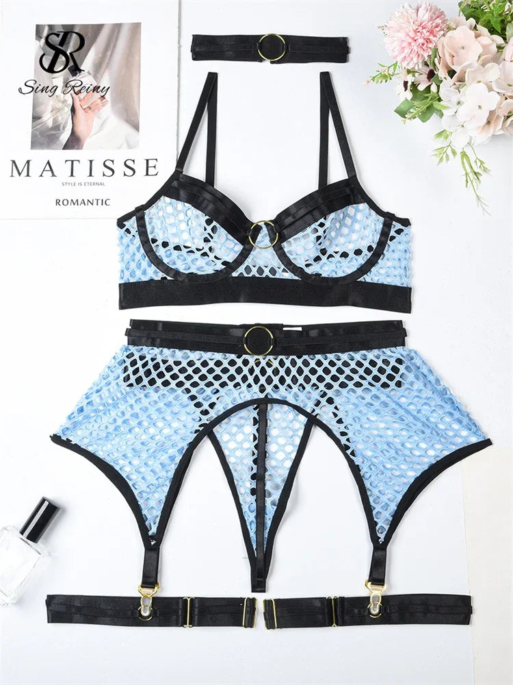 Mesh Porno Lingerie 4 Pieces Suits - Empire P.E