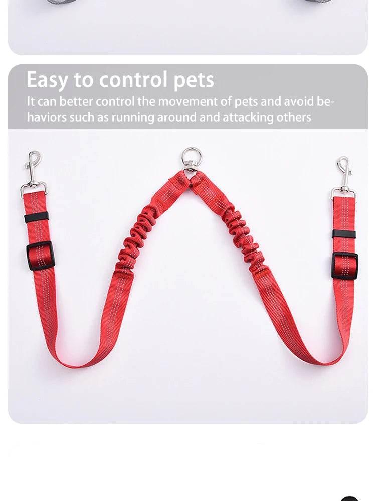 Pet Three-head Leash, Can Walk Two Pets At The Same Time, Nylon Retractable Leash Outdoor Car Dog Cat Leash - Empire P.E
