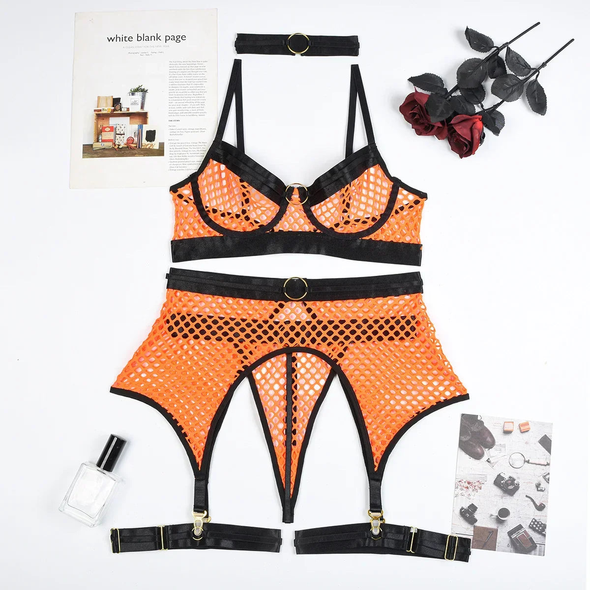 Mesh Porno Lingerie 4 Pieces Suits - Empire P.E