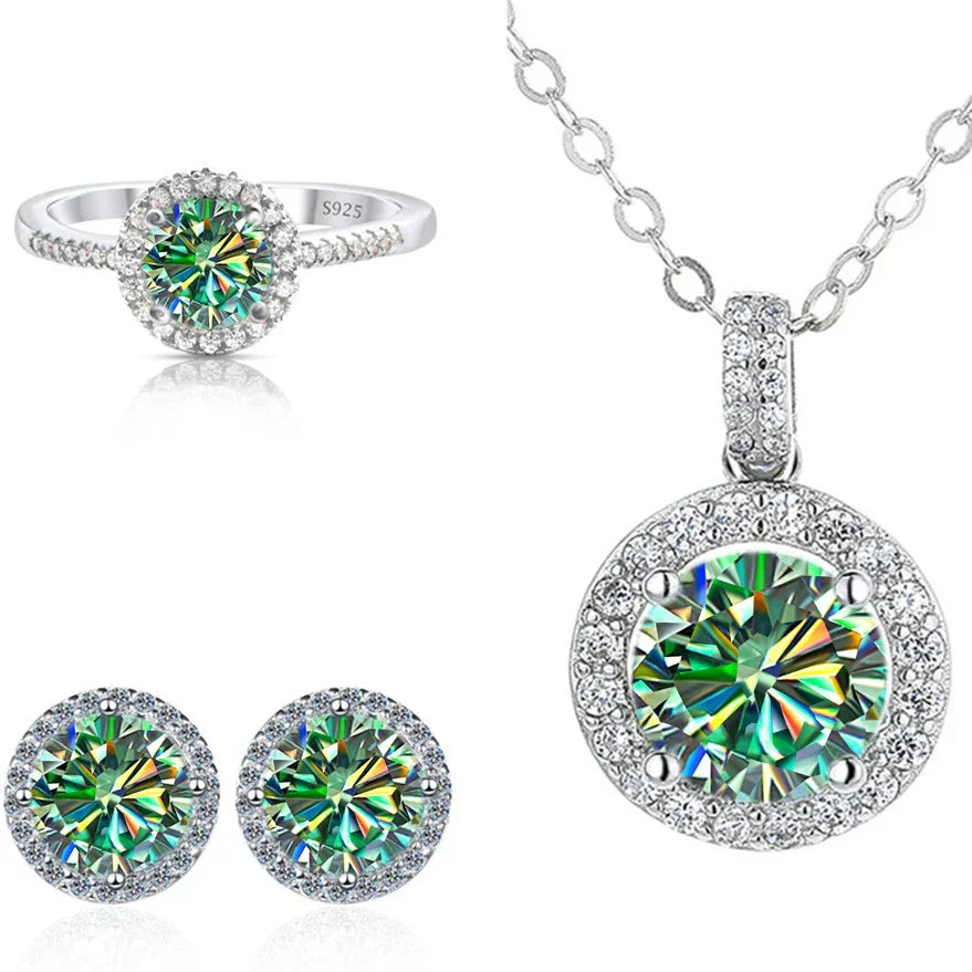 Real Round 6.5mm Moissanite Jewelry Set 925 Sterling Silver - Empire P.E