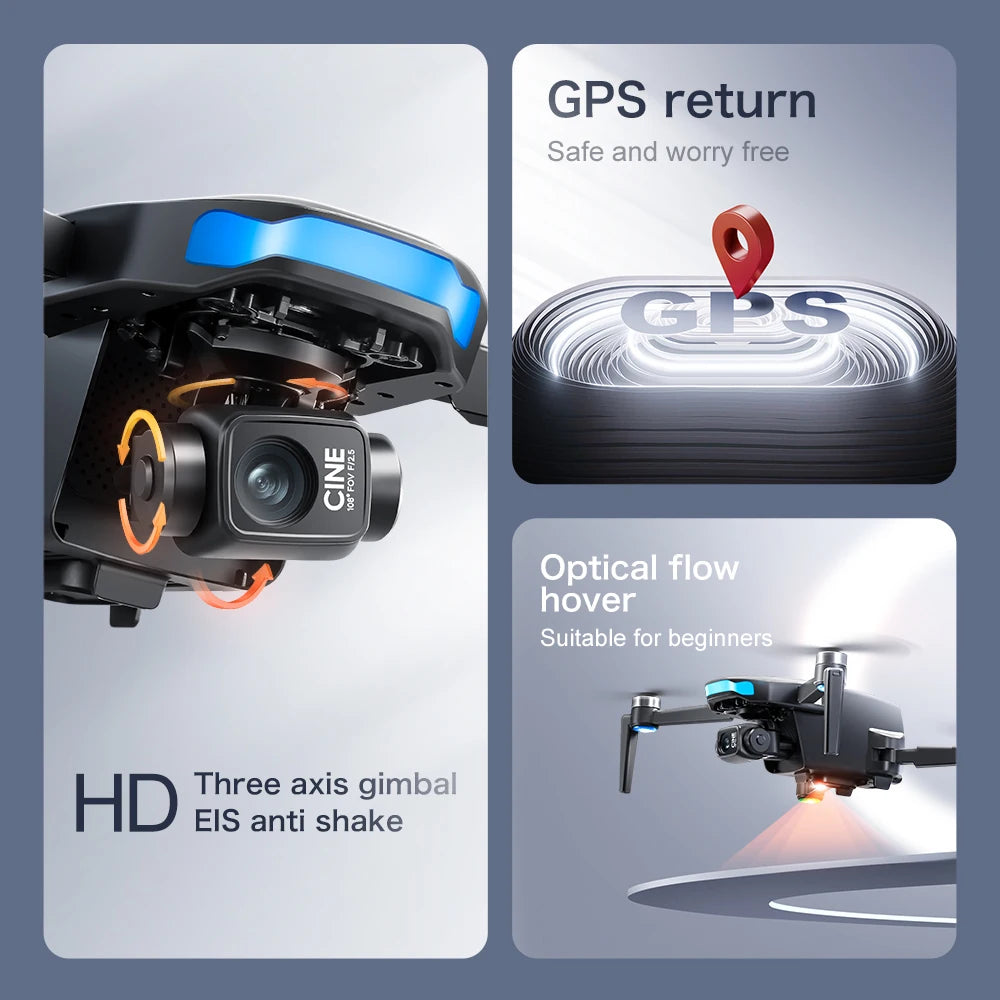 Mini Drone with Screen 3-Axis Anti-shake Gimbal 4K Aerial HD Cameras - Empire P.E