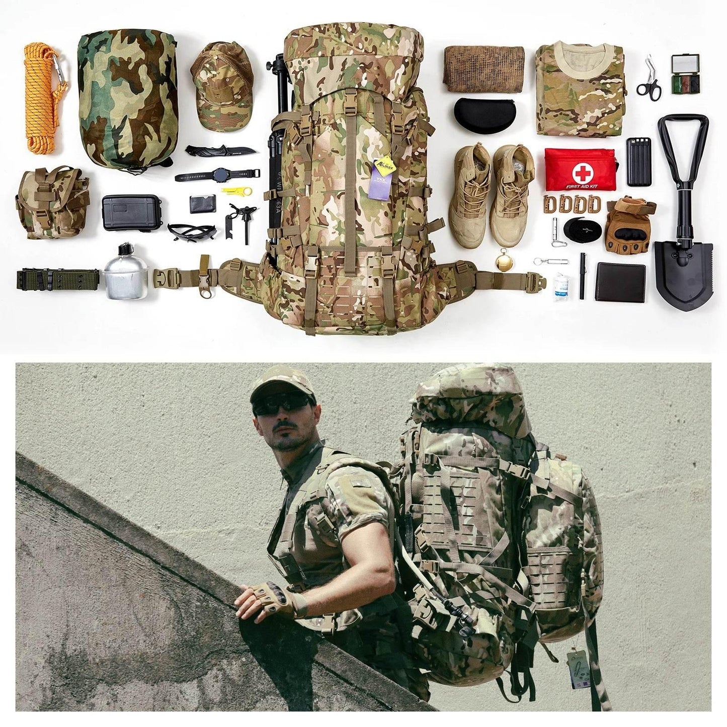 Military ILBE Army Large Rucksack with Detacheable Tactical Assault Backpack - Empire P.E