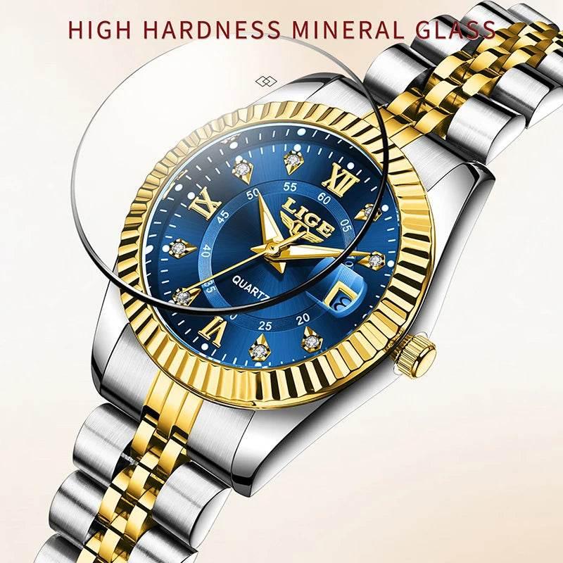 LIGE Top Luxury Watches For Women Vintage Fashion Ladies Watch Waterproof Date Stainless Quartz Wristwatches Reloj Mujer 2025 - Empire P.E