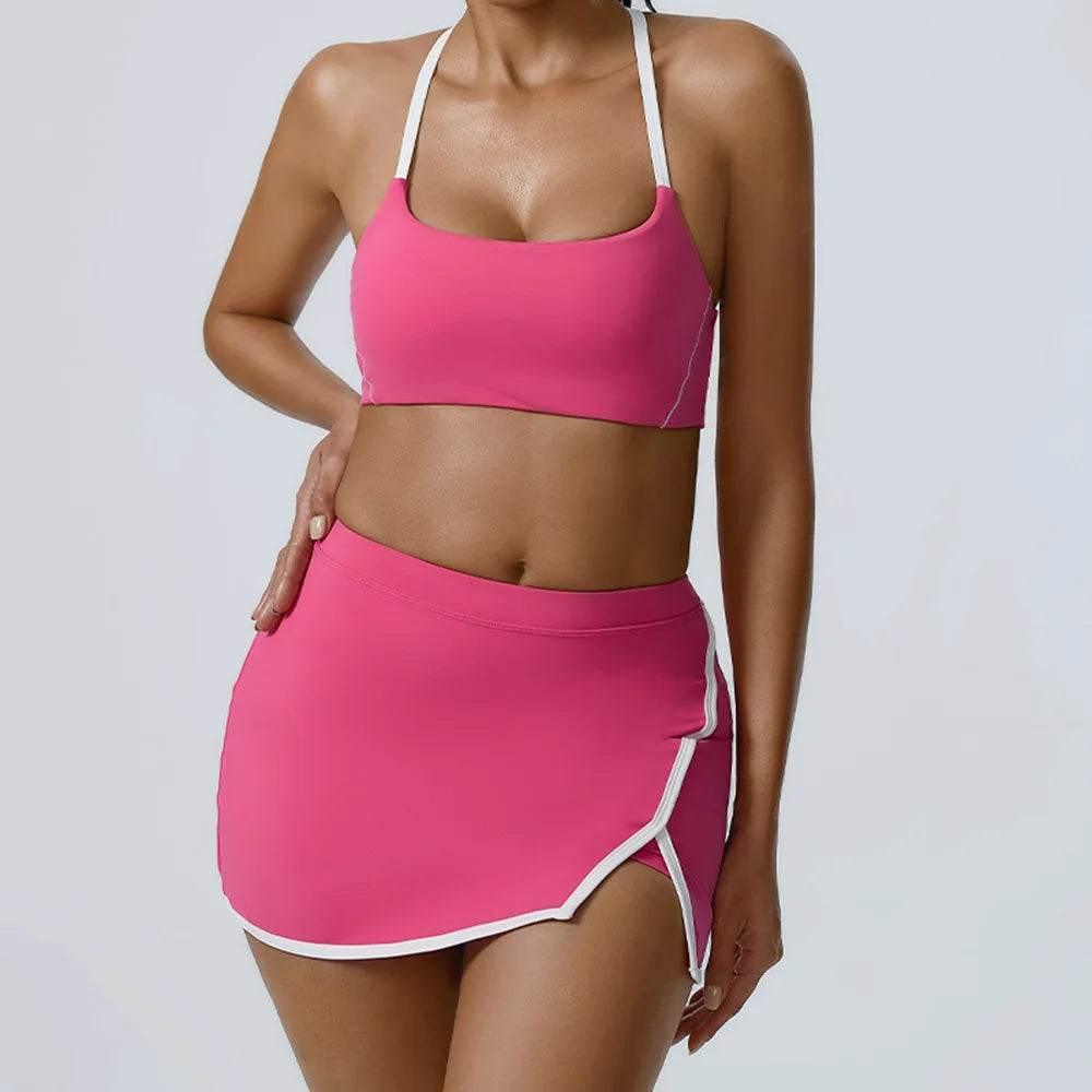 Yoga Women Workout Bra and Shorts Two Piece Patchwork Open Back Elastic Fitness Yoga Outfit Sport Set Women - Empire P.E