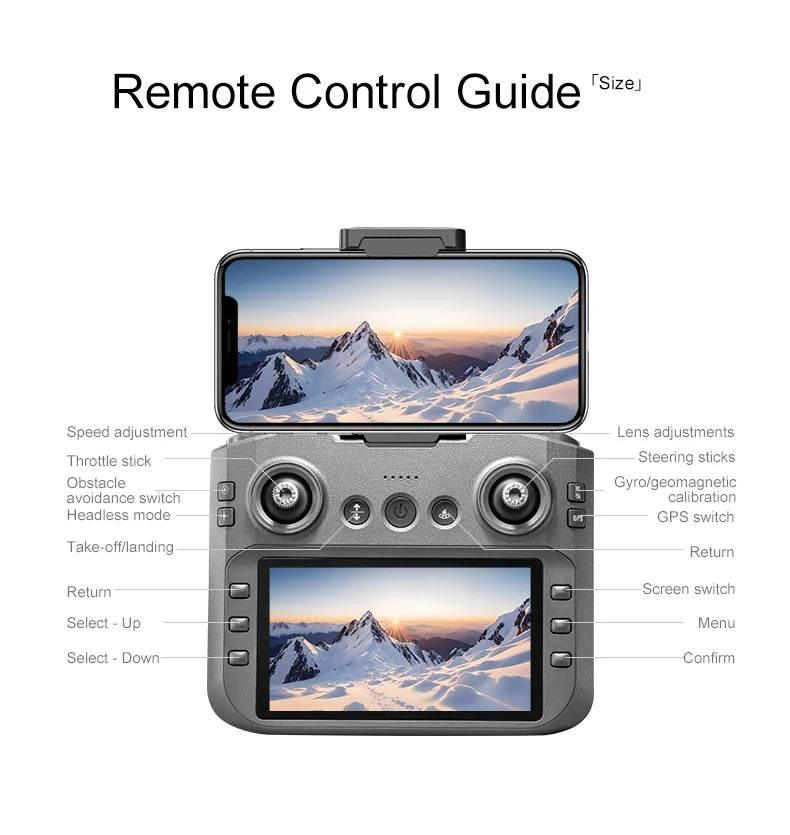 Drone with Camera Professional 4K HD Aerial Photography Dron GPS Return 4.5inch LCD Screen RC Quadcopter Three Camera Drone Toys - Empire P.E