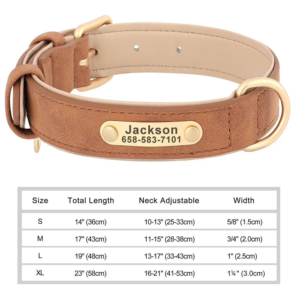 Personalized Dog Collar Custom Engraved PU Leather - Empire P.E
