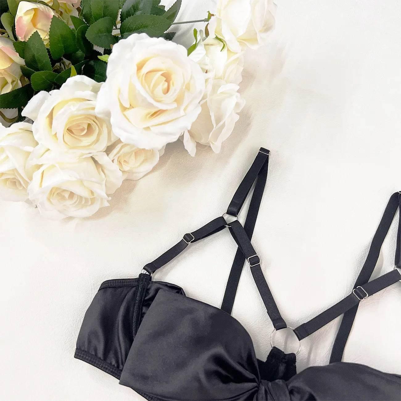 Bowknot Lingerie Open Bra Lace Up - Empire P.E