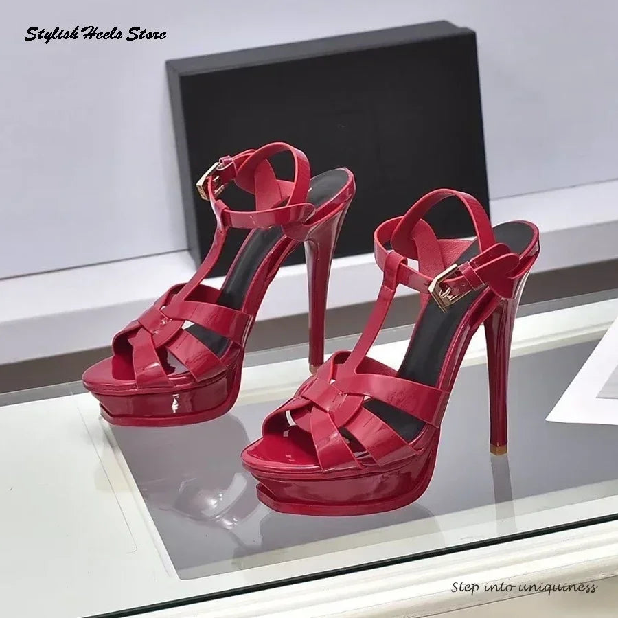Classics Leather Platform Straps Stilettos - Empire P.E